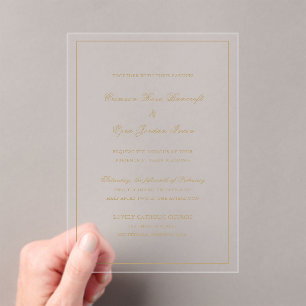 Elegante Vintage-Hochzeit in Gold Acryleinladungen