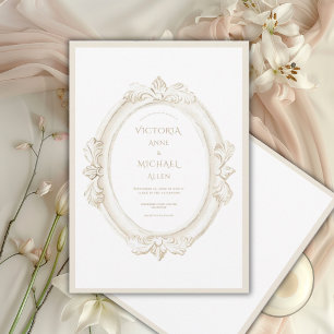 Elegante Vintage-Hochzeit in neutralen Tönen Einladung