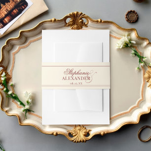 Elegante Vintage Hochzeit in Tiefrot und Elfenbein Einladungsbanderole