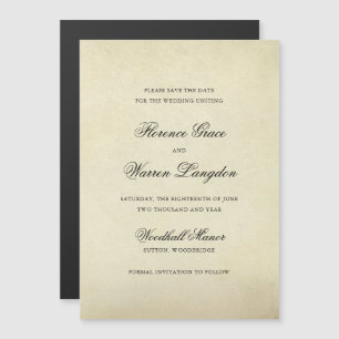 Elegante Vintage-Hochzeit - Merkt Euch den Termin Magneteinladung