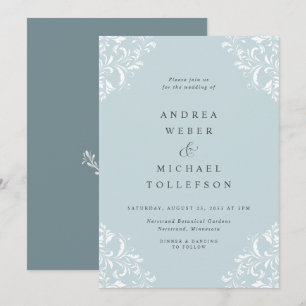Elegante Vintage Hochzeit mit Aquamarinem Meerglas Einladung