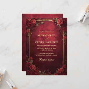 Elegante Vintage Hochzeit mit Blumen Einladung