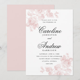 Elegante Vintage-Hochzeit mit Blumenmotiven Einladung