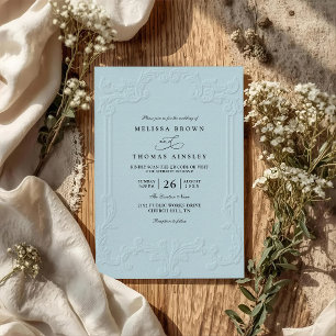Elegante Vintage Hochzeit mit geprägtem QR-Code Einladung