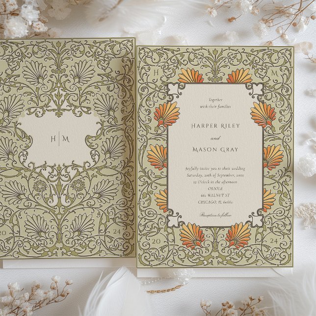 Elegante Vintage Hochzeit mit Korallen Einladung (Von Creator hochgeladen)