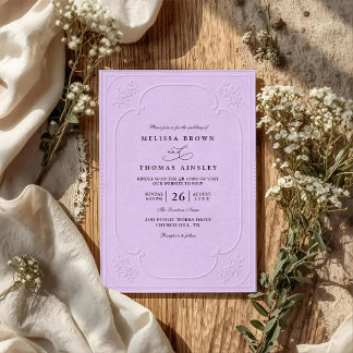 Elegante Vintage-Hochzeit mit ornamentaler Prägung Einladung