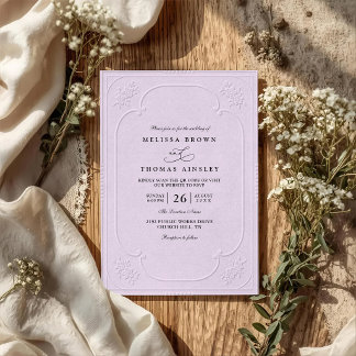 Elegante Vintage-Hochzeit mit ornamentaler Prägung Einladung