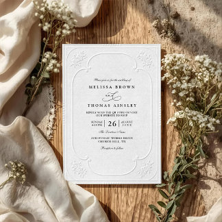Elegante Vintage-Hochzeit mit ornamentaler Prägung Einladung