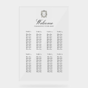 Elegante Vintage-Hochzeit Sitzordnung minimalistis Acrylschild
