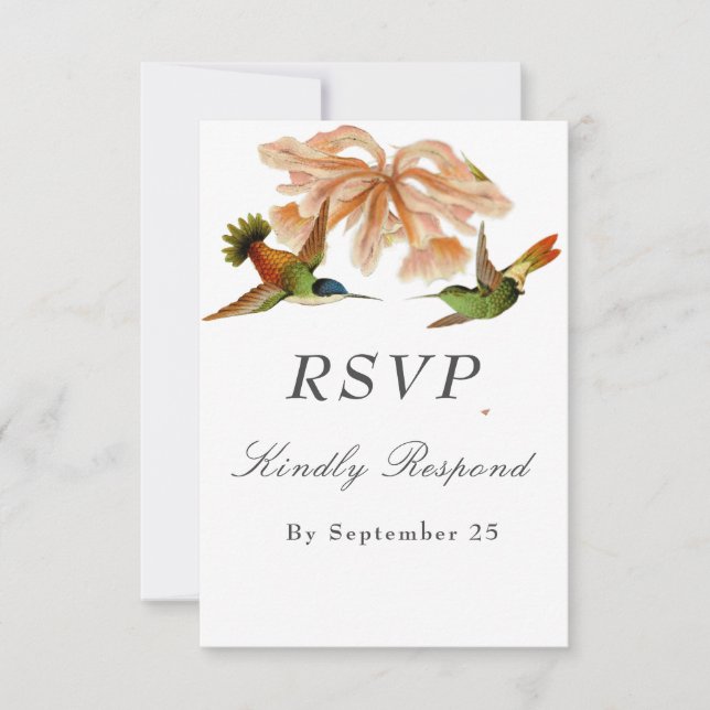 Elegante Vintage Hochzeit von Hummingbird RSVP Karte (Vorderseite)