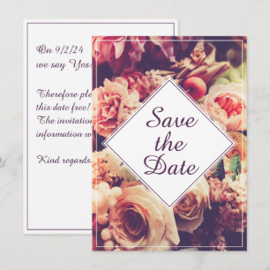 Elegante Vintage-Hochzeitsankündigung, Blumenmotiv