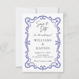 Elegante Vintage-Hochzeitsankündigungskarte Save The Date