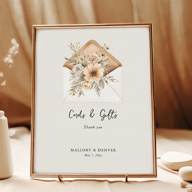 Elegante Vintage Hochzeitskarten und Geschenke Poster (Cards & Gifts Sign from Romantic Wedding signs collection by Darling & May)