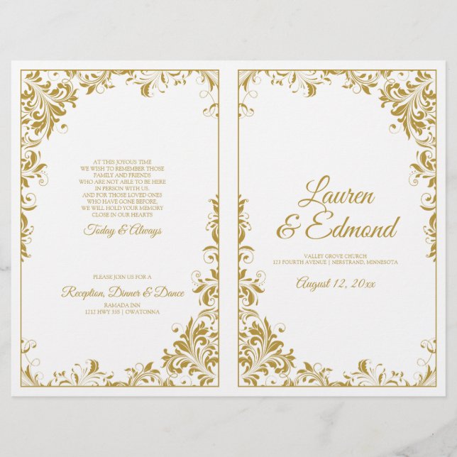 Elegante Vintage Hochzeitsprogramme für Reben in G (Vorderseite)