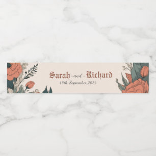 Elegante Vintage Hochzeitswasserflaschen Wasserflaschenetikett