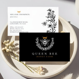 Elegante Vintage-Honigköniginnen-Biene Schwarz & W Visitenkarte