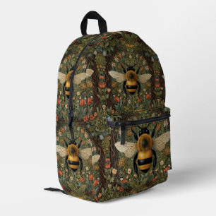 Elegante, Vintage Hummeln, botanische Blumenkunst Bedruckter Rucksack