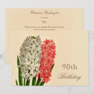 Elegante Vintage-Hyazinthen zum 90. Geburtstag Einladung