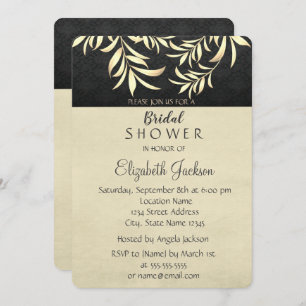 Elegante Vintage Imitate Gold Blätter Brautparty Einladung