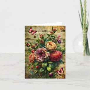 Elegante Vintage inspirierte florale leere Notizka Dankeskarte