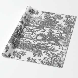 Elegante Vintage-Jagdpferde und Hunde Geschenkpapier