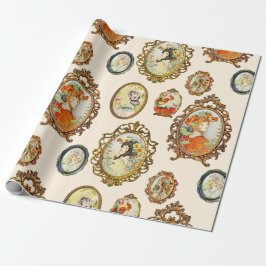 Elegante Vintage Jugendstil-Girls-Blume Geschenkpapier