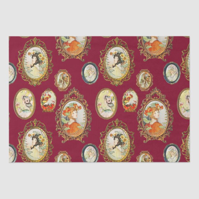 Elegante Vintage Jugendstil-Girls-Blume Seidenpapier (Vorderseite)