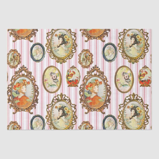 Elegante Vintage Jugendstil-Girls-Blume Seidenpapier (Vorderseite)