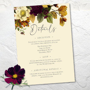 Elegante Vintage-Juwelen-Hochzeit mit floralen Elf Begleitkarte