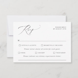Elegante Vintage Kalligraphie-Hochzeit RSVP Karte