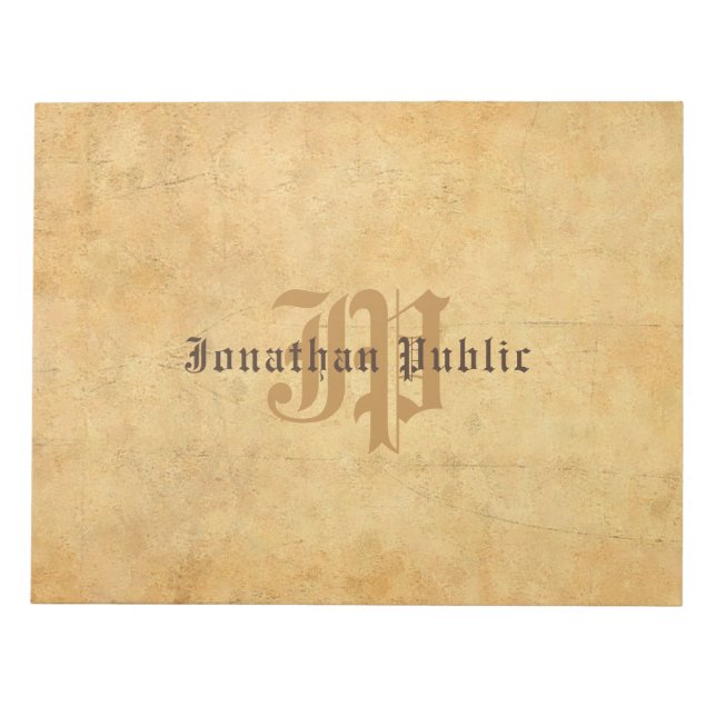 Elegante Vintage, kalligraphierte Monogramm-Vorlag Notizblock (Vorderseite)