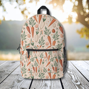 Elegante Vintage-Karotten mit Blüten und kleinen E Bedruckter Rucksack