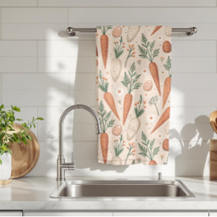 Elegante Vintage-Karotten mit Blüten und kleinen E Geschirrtuch