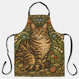 Elegante Vintage-Katze floral botanisch Schürze