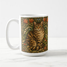 Elegante Vintage-Katze, florales Botanisches