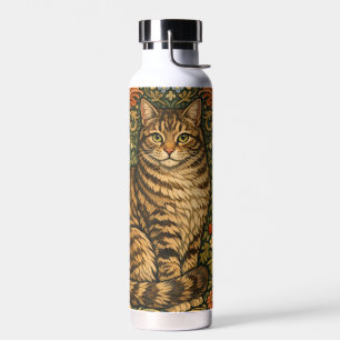 Elegante Vintage-Katze, florales Botanisches Trinkflasche