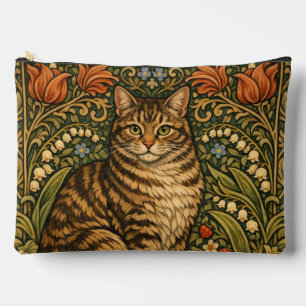 Elegante Vintage-Katze, florales Botanisches Zubehörtasche
