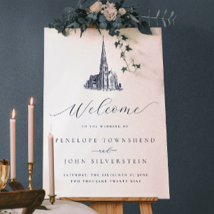 Elegante Vintage-Kirchenhochzeitsbegrüßung Acrylschild
