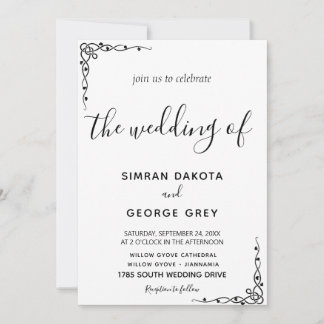 Elegante Vintage Klassische Script Hochzeit Einladung