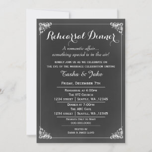 Elegante Vintage-Kreide-Rustikale Probe-Dinner Einladung