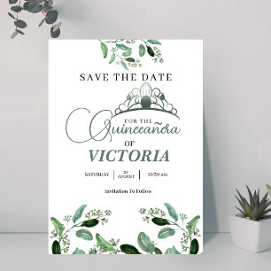 Elegante, Vintage Kronen aus Quinceañera Sage Gree Save The Date