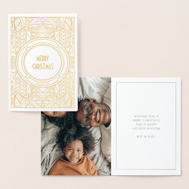 Elegante Vintage Kunst Deko Frohe Weihnachten Folienkarte (Anzeige)