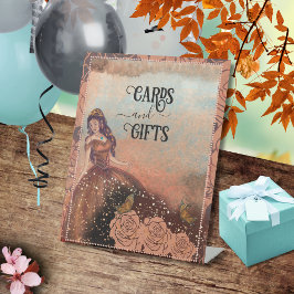 Elegante Vintage Kupfer-Rose Quinceañera Sockelschild