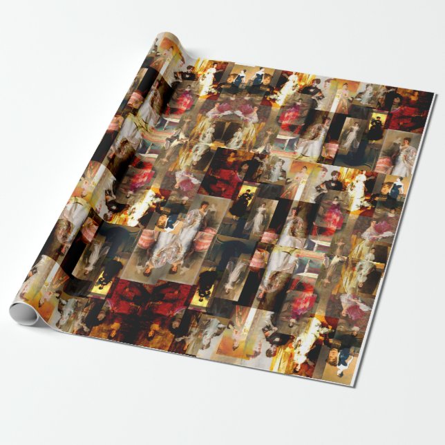 Elegante Vintage Ladys Collage Geschenkpapier (Ungerollt)