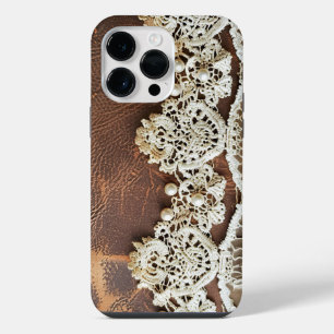 Elegante Vintage-Land-Leder-Spitze Damen iPhone 14 Pro Max Hülle