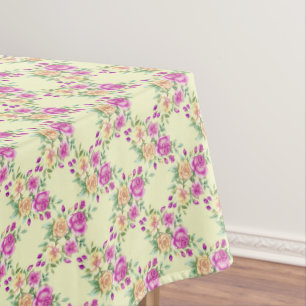 Elegante Vintage Lavendel Weiße Rosen Blume Tischdecke