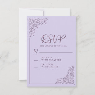 Elegante Vintage Lavendelhochzeit RSVP Karte