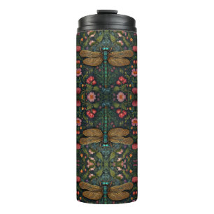 Elegante Vintage Libelle boho botanisch Thermosbecher