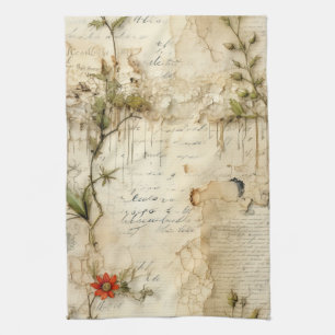Elegante Vintage-Liebensnotiz Floral Geschirrtuch