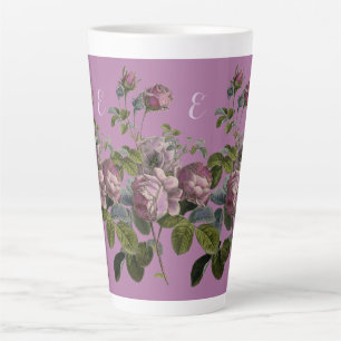 Elegante Vintage-Lila-Blumen-Latte-Macchiato-Großt Milchtasse